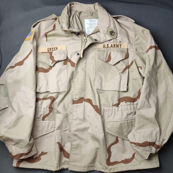 Vintage US Army Desert Camo Field Jacket Large Alpha Industries USA Hood Patch - Picture 1 of 10